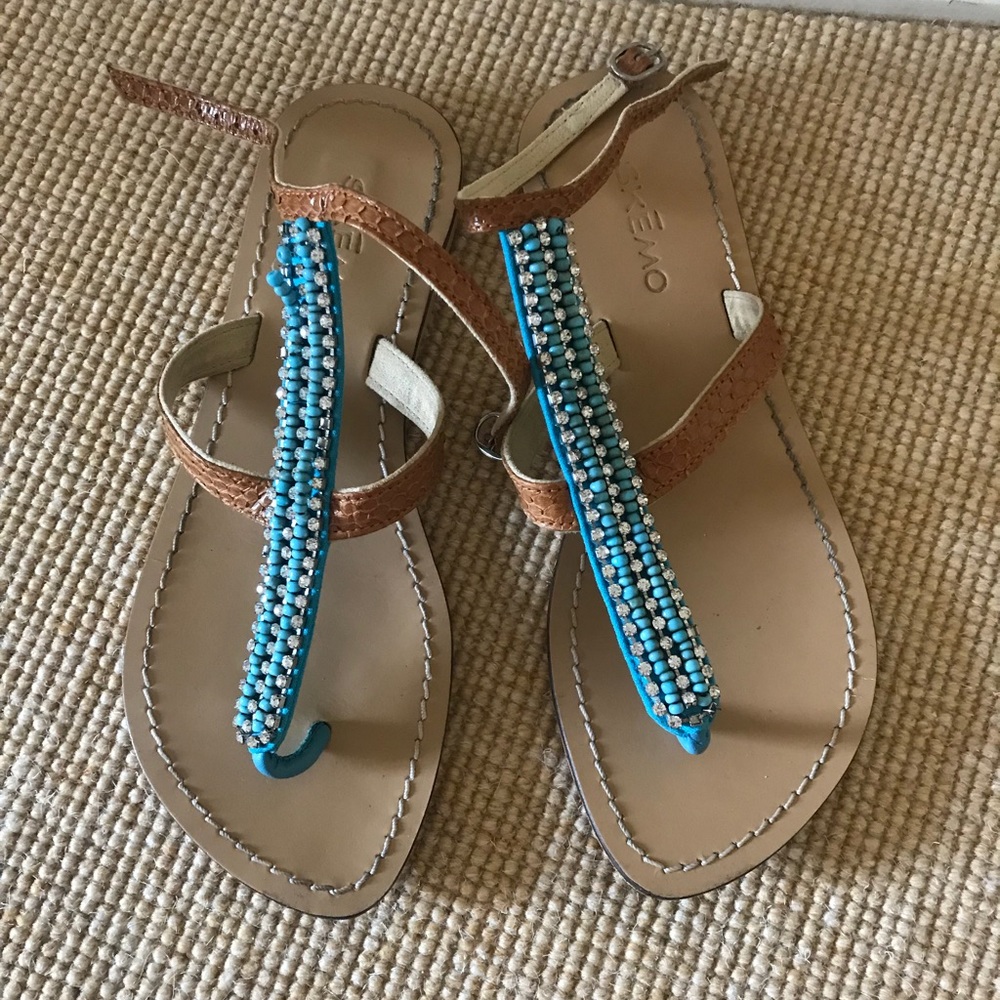 Summer Sandals with Turquoise Beads